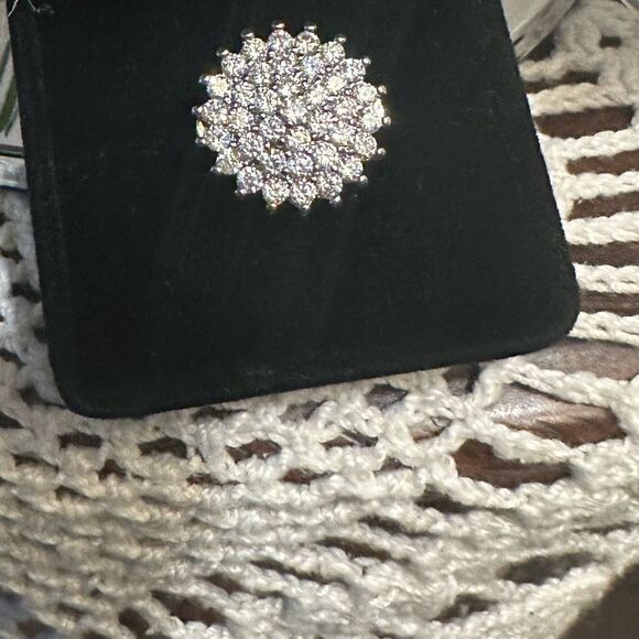 925 Sterling Silver Plated Art Deco Circle Cluster Statement Ring - Picture 14 of 14